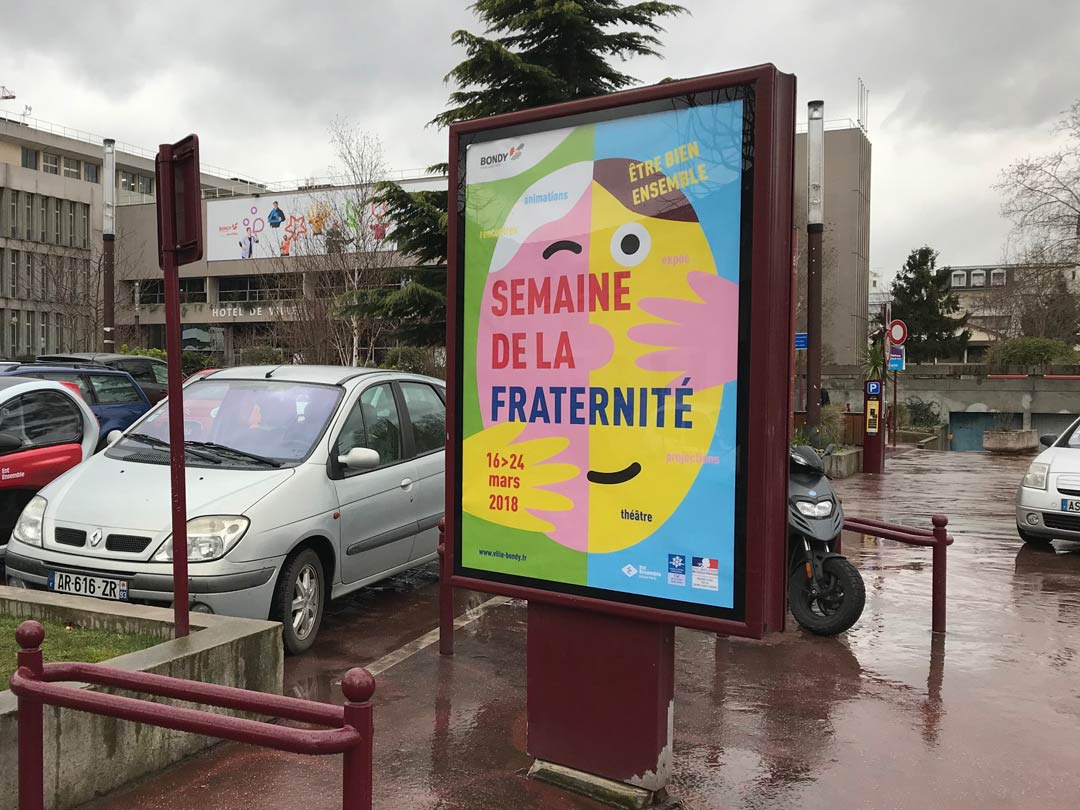 Photo de l'affiche grand format de la semaine de la fraternité 2018 de la Ville de Bondy