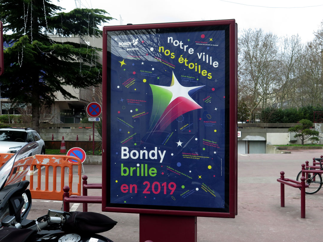 Affiche 120x176 des vœux en 2019 - Notre ville, nos étoiles