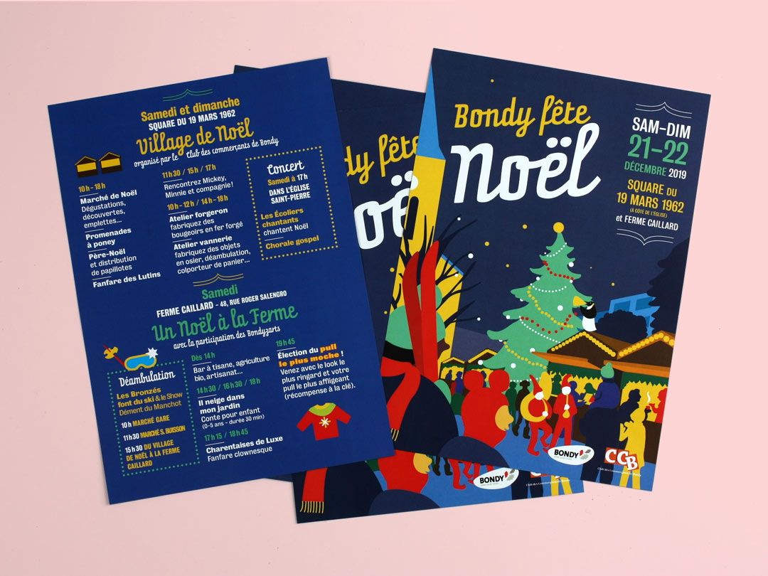 Flyer pour les animations de Noël 2019 de la Ville de Bondy